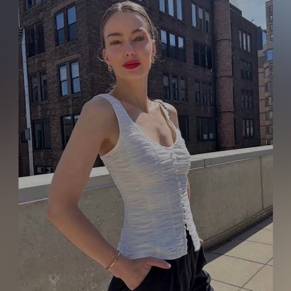 Reformation White Ruched Tank Top - Picture 9 of 9